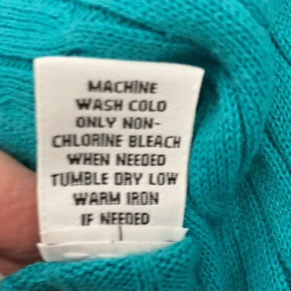 NWT Kim Rogers Original Turquoise Cable Knit Sweater Size XL - Picture 15 of 16